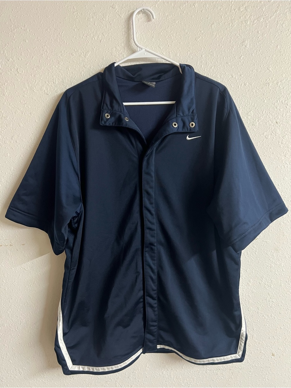 Nike Navy Short-Sleeve basketball warm-up shooting shirt with White Trim